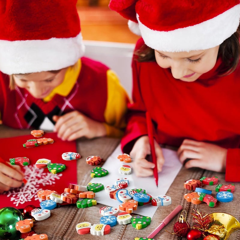 Kleeblatt Large Christmas Erasers for Kids Bulk, 63 Pcs Big Cute Erasers, Classroom Christma Gifts for Students, Christmas Stocking Stuffers, Holiday Party Favors. Includes Santa Claus, Elk, Snowman - Image 5